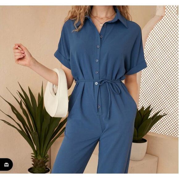 JQ by Jenerique sz 8 blue jumpsuit with pockets  NWT - Picture 2 of 14